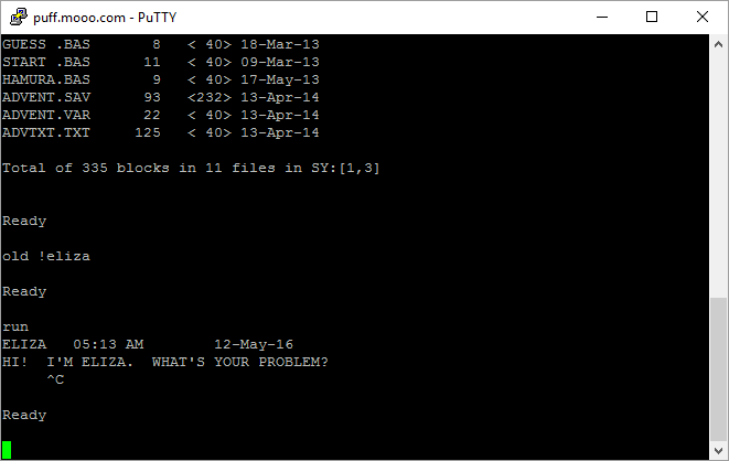 Initial PuTTY Screen